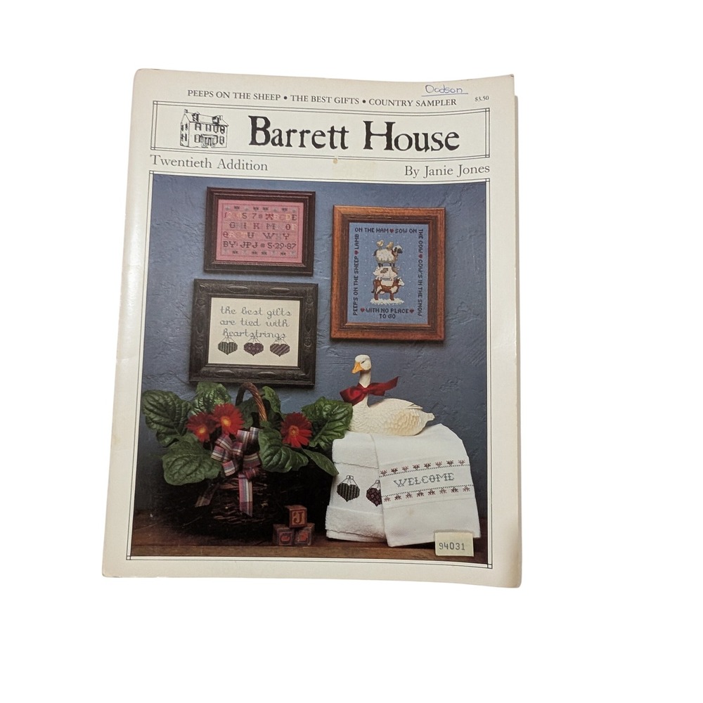 Barrett House Twentieth Addition Cross Stitch Pattern Janie Jones 1987 Vintage